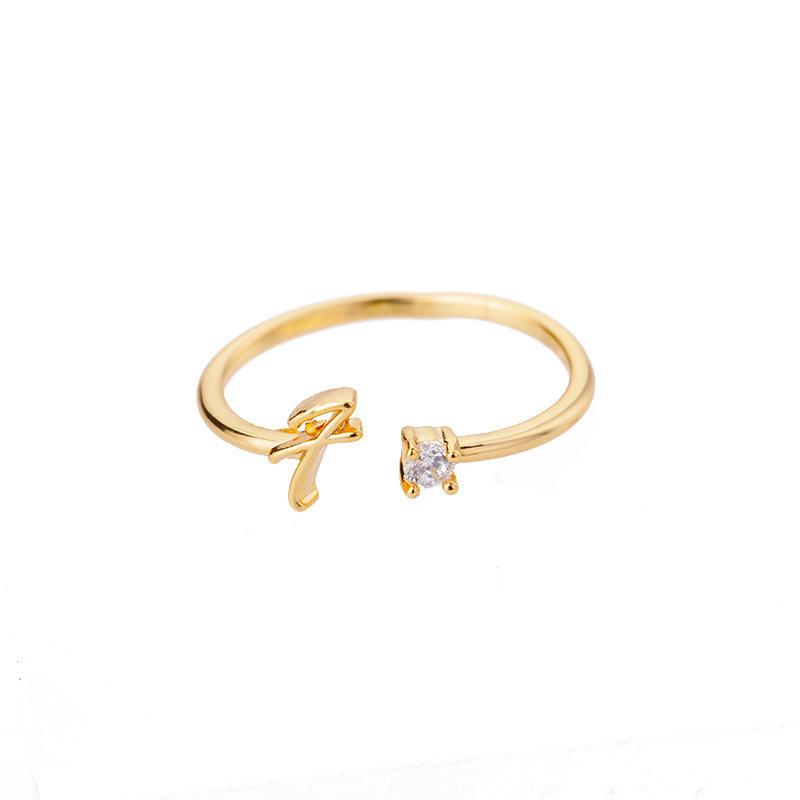Tiny Initial Letter Rings For Women Stainless Steel A-Z Letters Adjustable Ring Female Christmas Aesthetic Jewelry