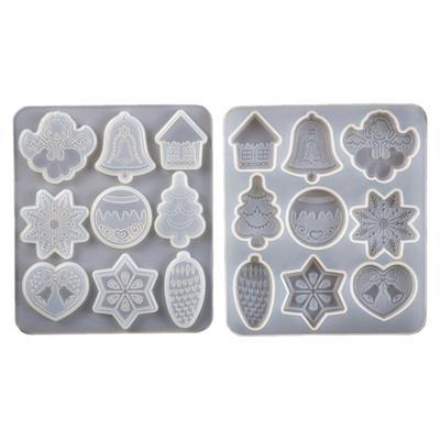 2x/Set Silicone Mould Christmas Keychains Mould Deer Hanging Molds Ornament Mould Epoxy Resin Molds Snowflake Molds