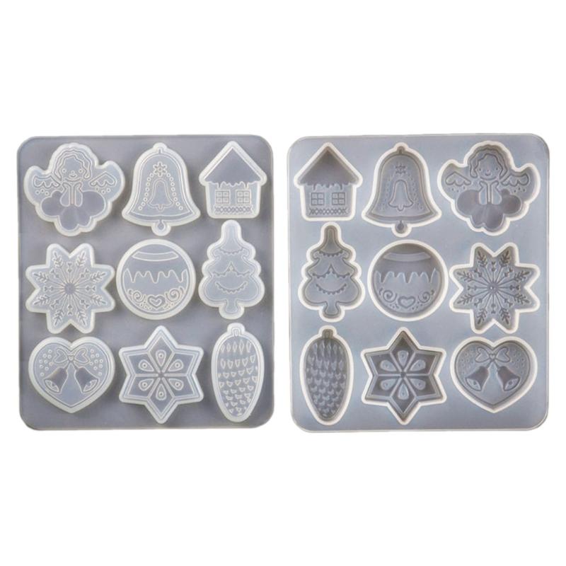 2x/Set Silicone Mould Christmas Keychains Mould Deer Hanging Molds Ornament Mould Epoxy Resin Molds Snowflake Molds 1
