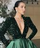 2025 Europäisches & Amerikanisches One-Shoulder Pailletten V-Ausschnitt Langarm Schlitz Abendkleid