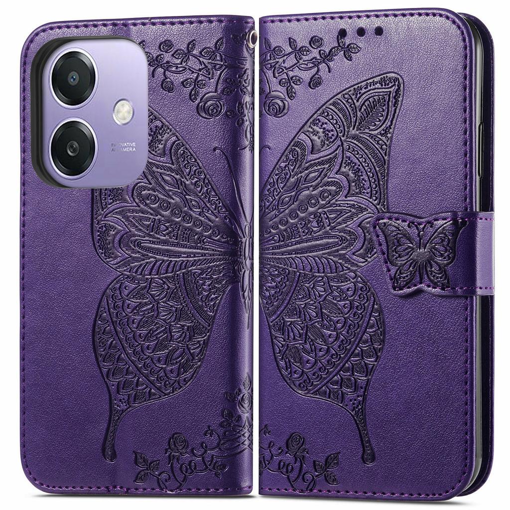 For Oppo A3x 5G Case PU Leather Wallet Phone Cover Butterfly Pattern