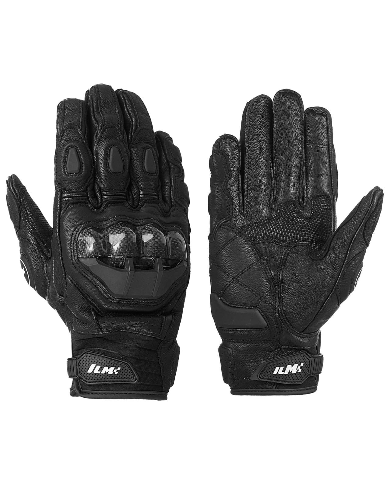

ILM Motorcycle Gloves, Leather (Goat Leather), Anti-Slip, Hard Protector, Shockproof, Durable, Touch Panel Compatible, XL чёрный