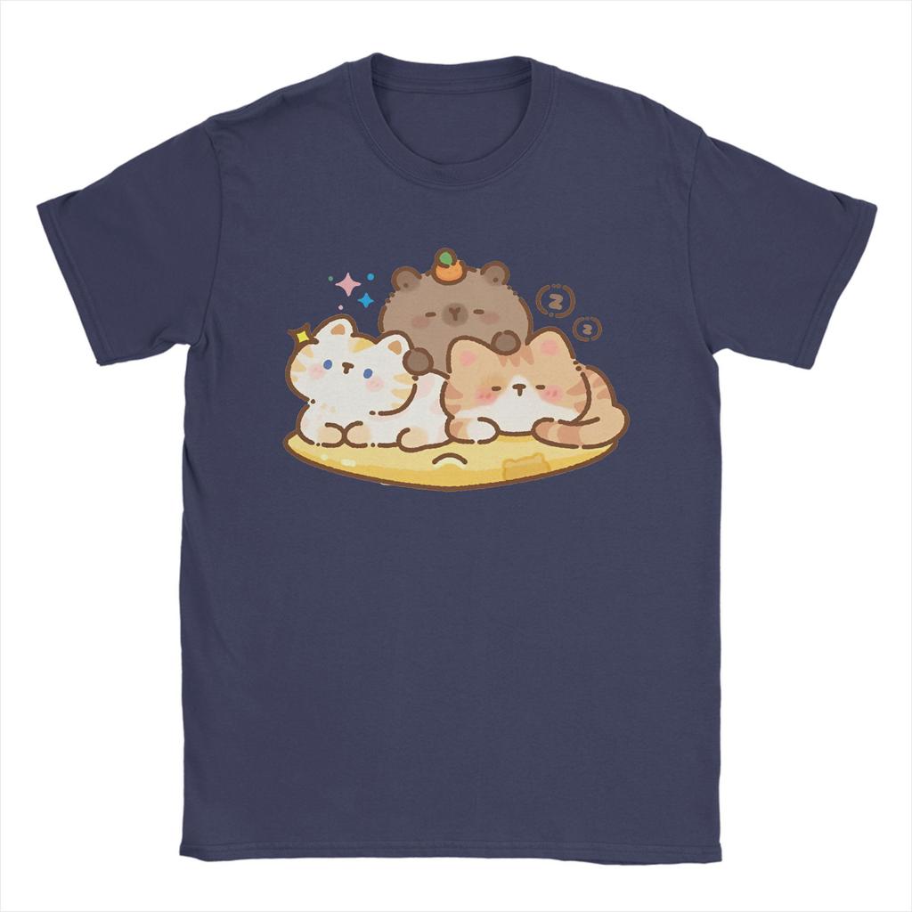 Fun Capybara Cute Animal T-Shirt Male  Streetwear Pure Cotton T-Shirts Beach Breathable Hipster Tees Wholesale Oversized Clothes