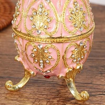 European Style Easter Egg Ornament Retro Tall Feet Egg Shape Jewelry Storage Box Zinc Alloy Jewelry Organizer Necklace
