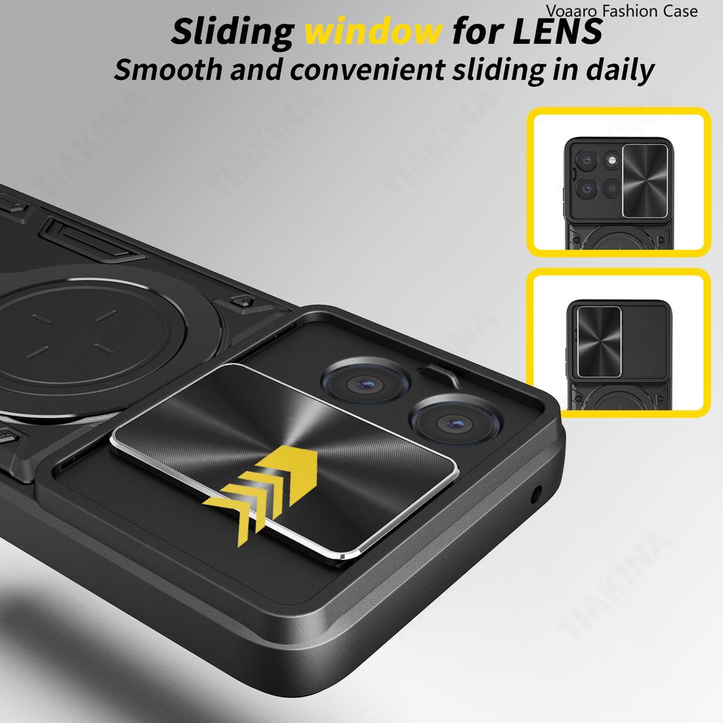 Rotate Slide Lens Armor Funda for Motorola Moto G67 Power 5G India Case for Motorola G67 Power 5G Case Magnetic Ring Stand Cover