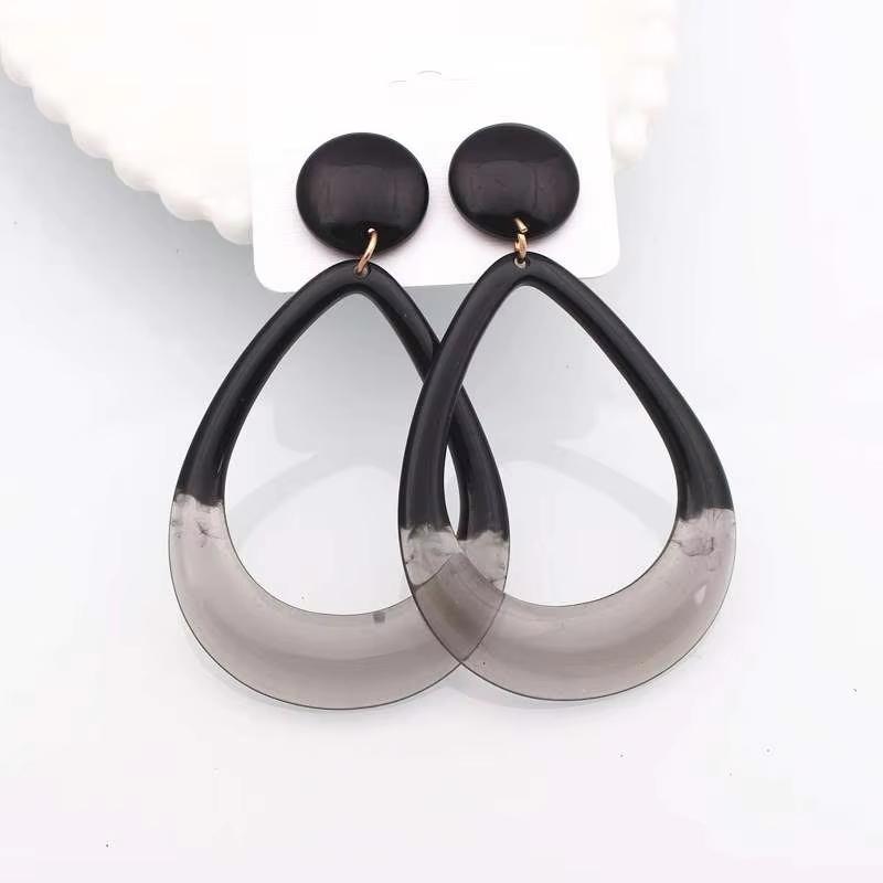 Black Dangle Earrings Crystal Square Pendants Women's Hanging Earrings Korean Bowknot Pearl Flower Earrings