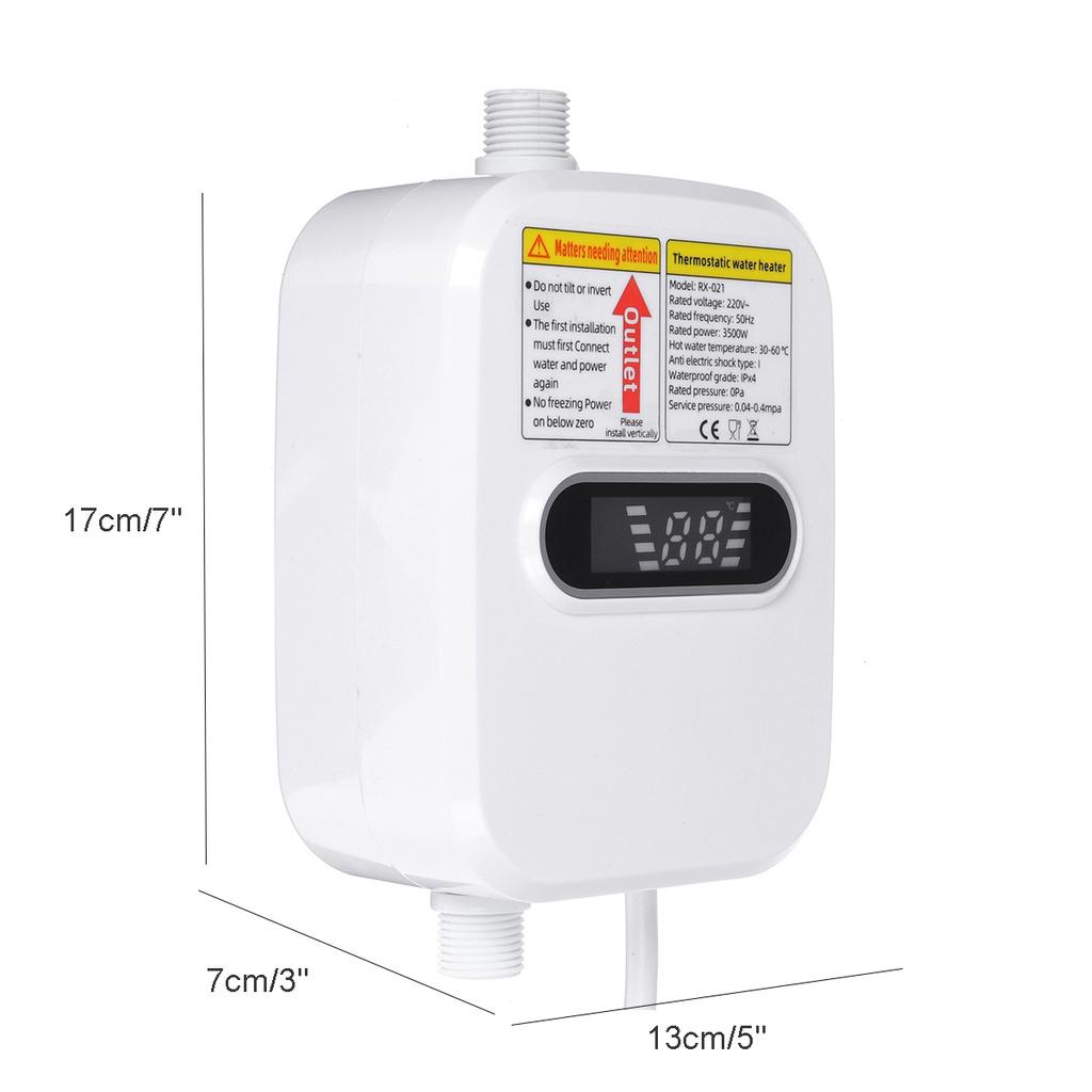 10A Electric Tankless Mini Instant Hot Water Heater Kitchen Faucet Tap Heating 3 Seconds Instant Heating LCD Display 3500W