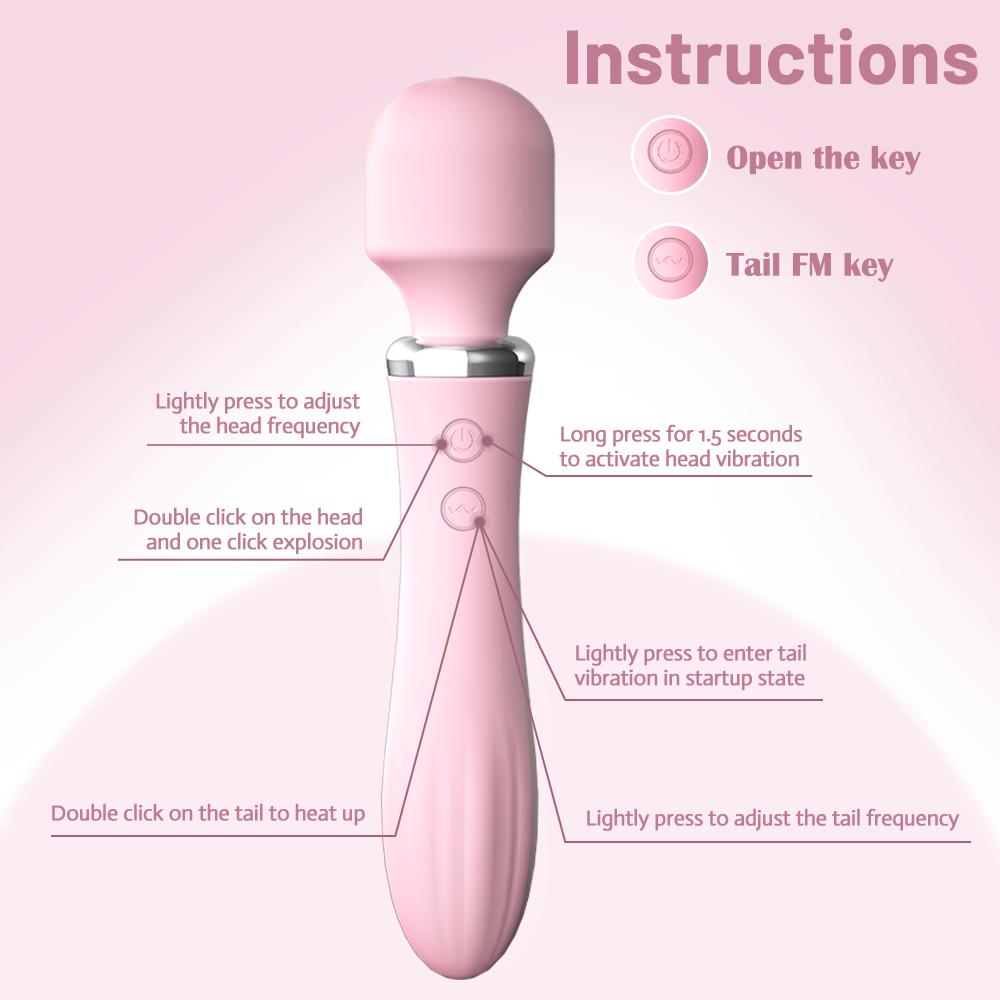 2 In 1 Heating Vibrator With 10 Frequency Vibrating AV Massage Stick for Women G Spot Clitoris Stimulator Sex Toys for Women
