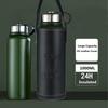 1L Stainless Steel Thermos Bottle With PU Leather Cup Covers Tea Infuser Insulated Tumbler Keep Hot/Cold Portable Travel Climb