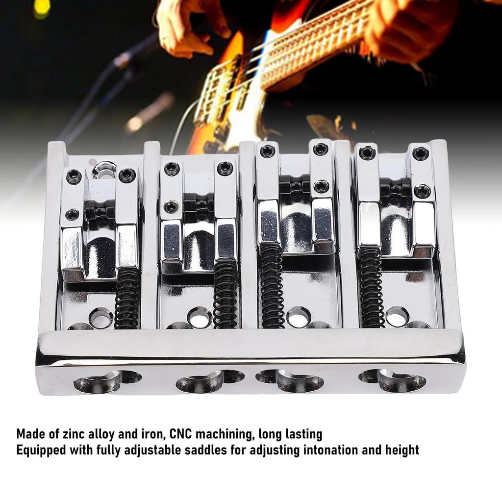Asixxsix Ponte de Guitarra Ajustável para Baixo com Parafusos e Hexagonal de Liga de Zinco para Substituir Cavaletes de Latão Danificados em Pontes de Baixos Jazz e Baixos Elétricos,