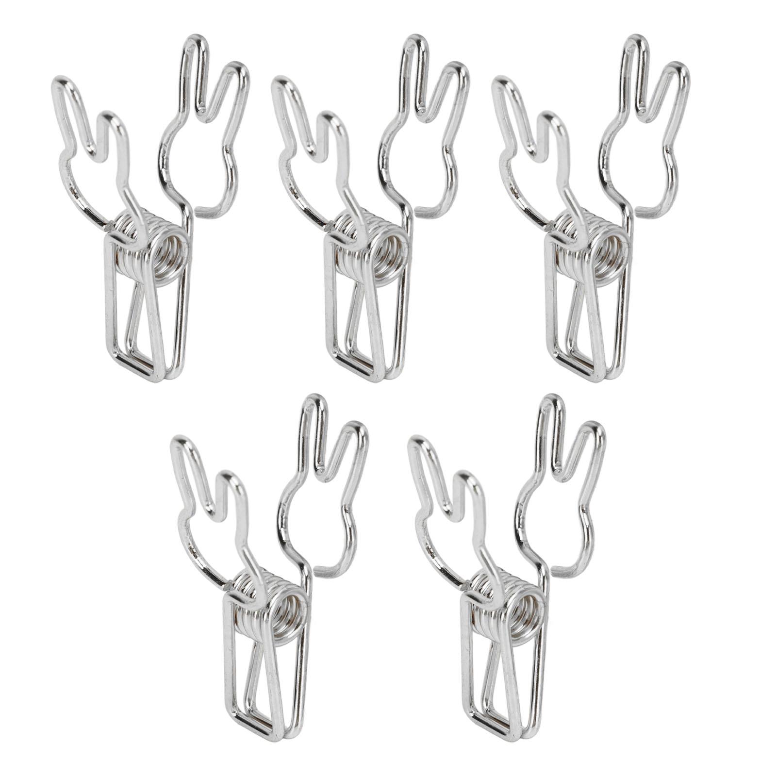 

100pcs Binder Clips Cute Cartoon Rabbit Shape Metal Hollowed Long Tail Clips Paper Clamps for Office Document Silver серебряный