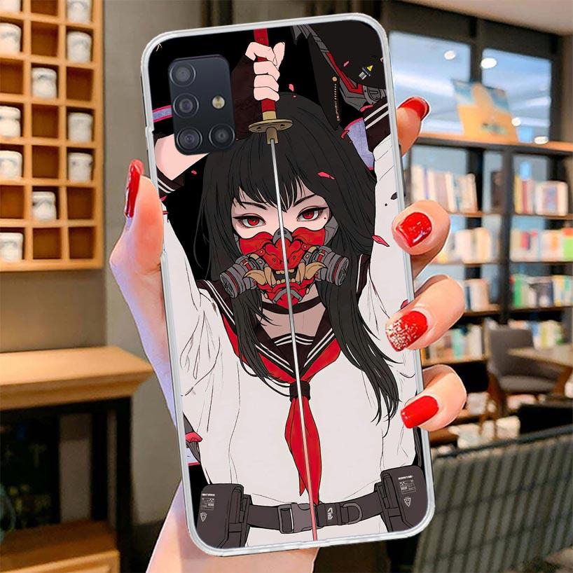 Japanese Style Anime Girl Cover Phone Case For Samsung Galaxy A12 A22 A32 A52 A72 A02S Phone Case Note 20 Ultra 10 S10 Plus A51