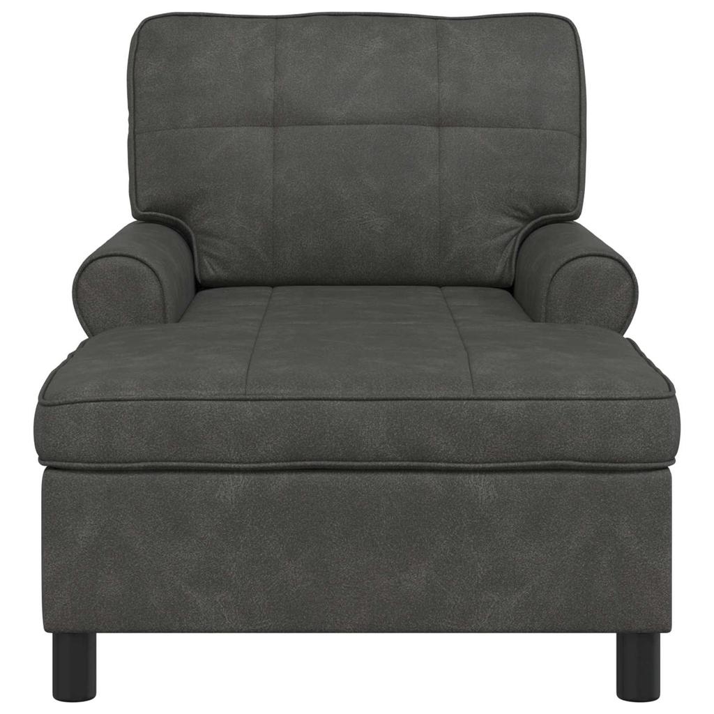 Lounge Chaise Longue with Cushions Black 91 X 157 X 91 Cm Faux Leather