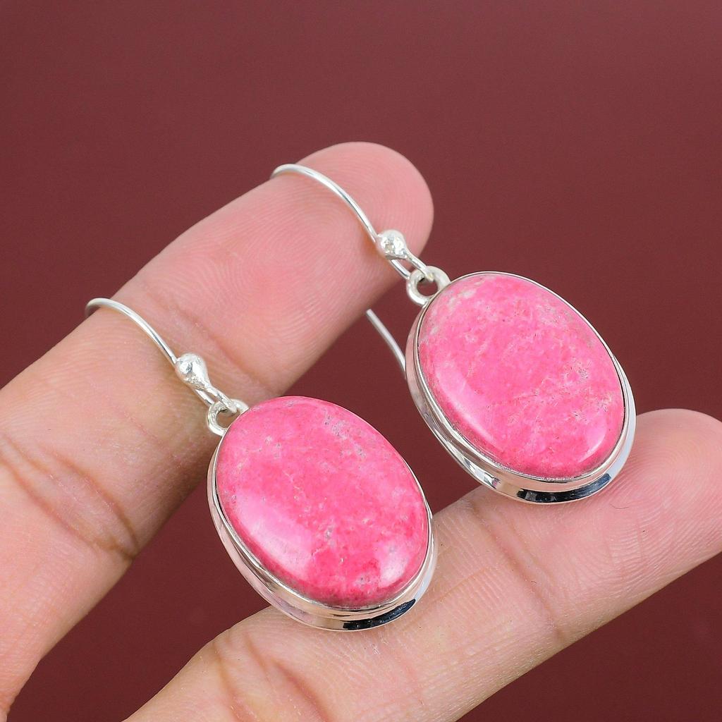 Thulite Earring Handmade Jewelry Top Quality Gemstone Earring 925 Sterling Silver Earring Birthstone Earrings Gifts For Mom Elegant Jewelry