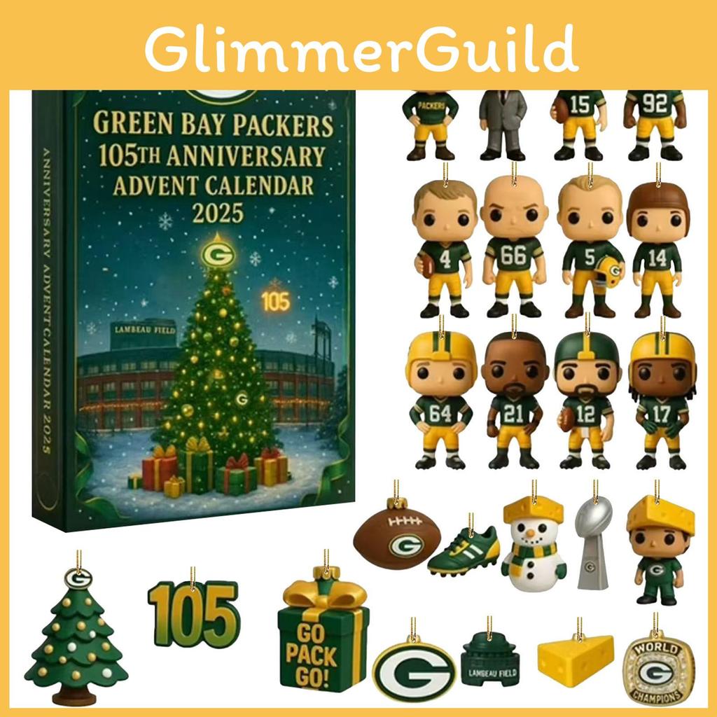 Kalendarz Adwentowy Rocznicowy Green Bay Packers Akrylowa Dekoracja Świąteczna Prezent Dla Fanów Sportu