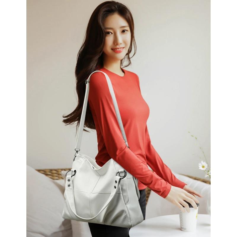 Soft Leather Luxury Handbags Women New Casual Tote Bag Designer Ladies Large Shoulder Crossbody Handbag Sac for Female Patchwork