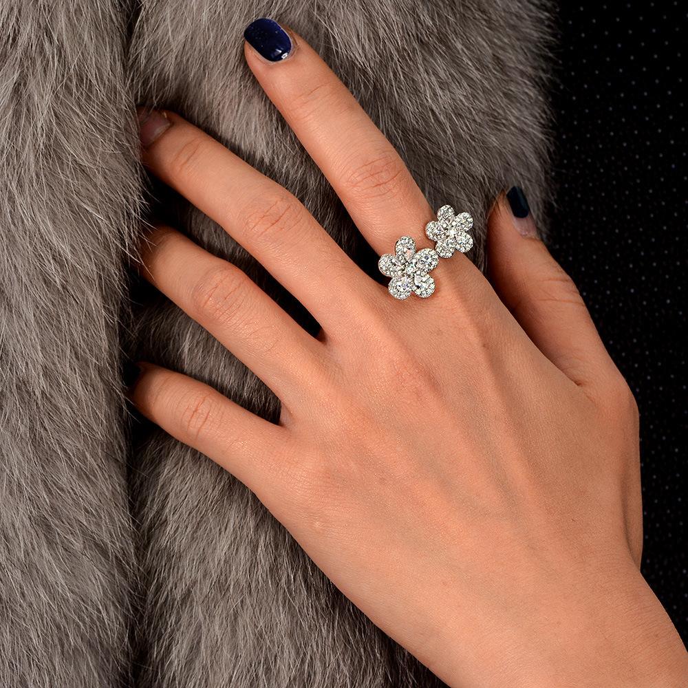 Tancises925 bijoux en argent fleur mode bague ouverte polyvalente