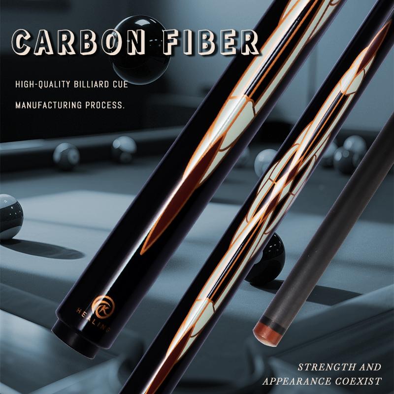 OKHEALING 3 Pieces 12.9mm Tip Break-Jump Cue Black Technology Carbon Fiber Shaft Butt 147cm 20~22oz Radial Pin Billiard Cue Pool Game Cues