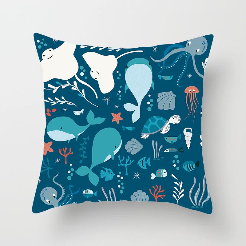 Ins Home Supplies Hand-painted Ocean Car Pillow Office Cushion Cover
