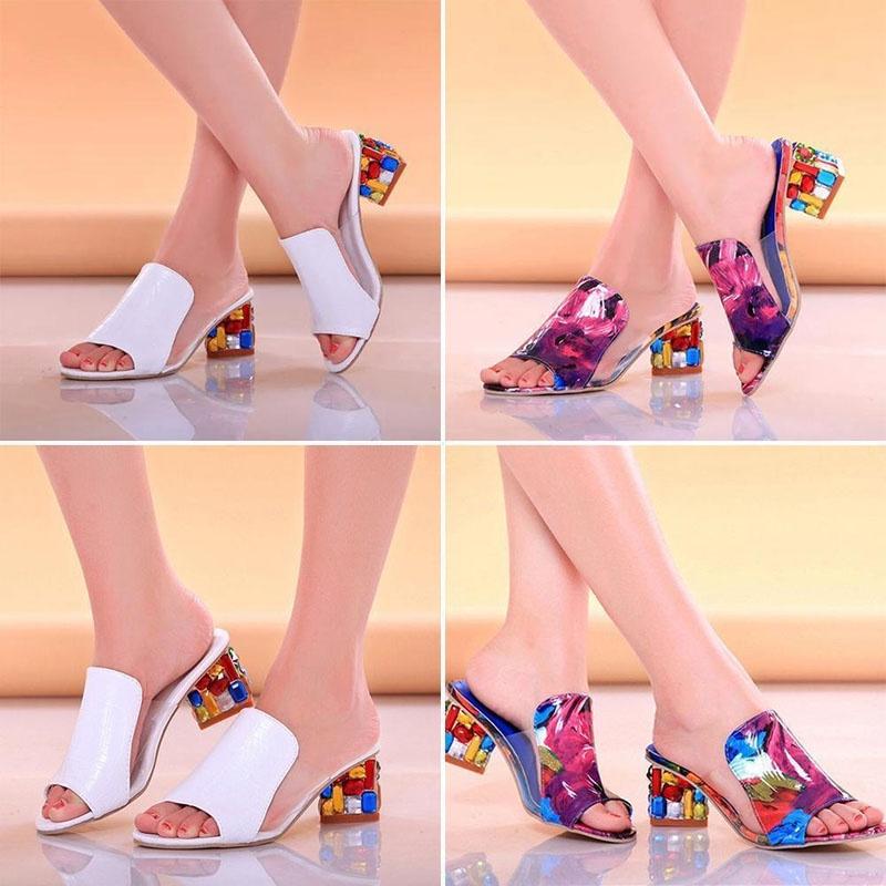 Elegant Crystal Sandals For Women With Heels Peep-toe Design Perfect For Summer