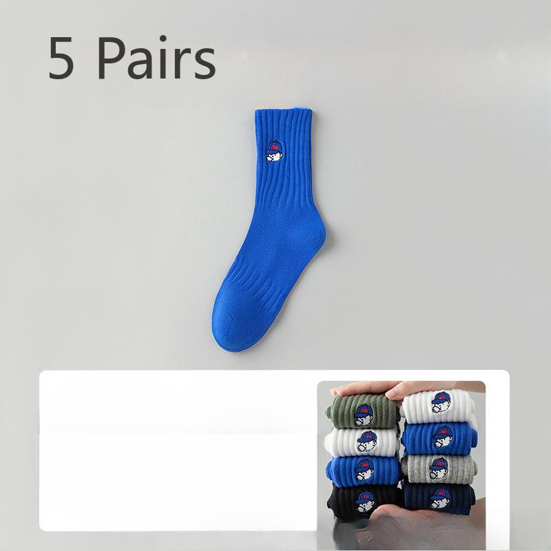 5 Pairs of Boys Summer Pure Cotton Anti Odor 7a Anti Bacterial Sports Tube Socks