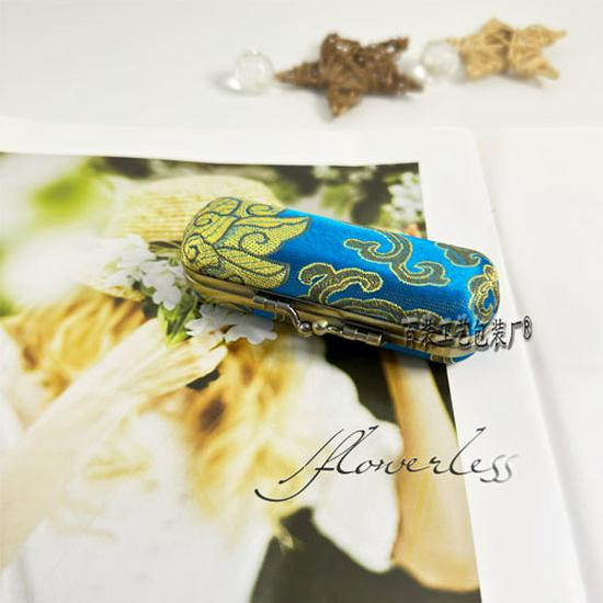 Vintage Brocade Embroidered Lipstick Case with Mirror