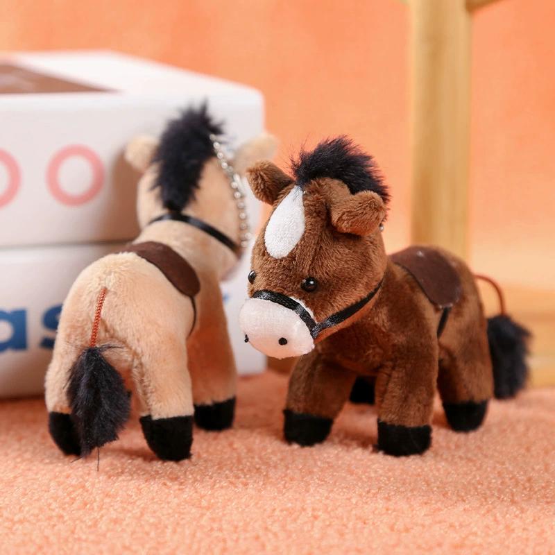 Long-Haired Pony Pendant Soft Brown Horse Plush Horse Doll Stuffed Animal Keychain Girls Bag Pendant Keyring Gifts