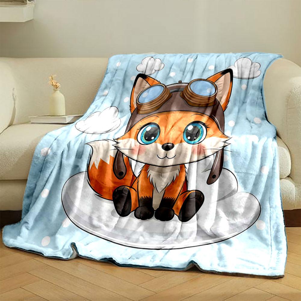 

Cartoon animals wearing flight goggles Print Warm Comfortable Blanket Home Travel Campings for Adults Kids Multi-size Options 75x90cm