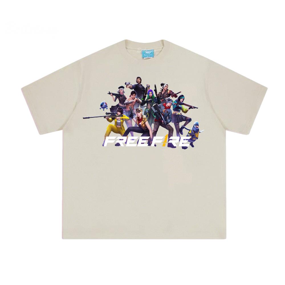 Free Fire Game T-shirt Cartoon Hip Hop Tee-shirt Graphic Printing Retro Casual High Quality Tshirt Unisex Cotton Tops