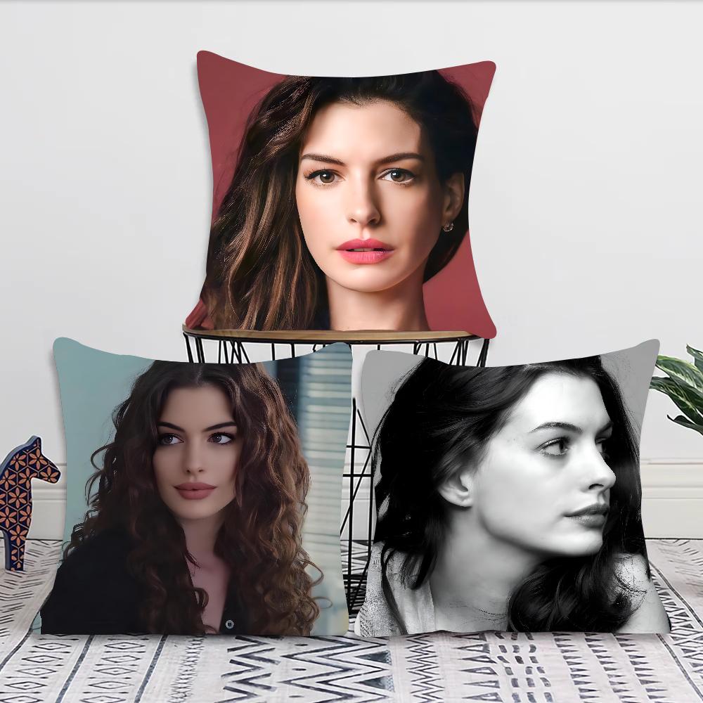 Anne Hathaway Pillow Case Square Pillow Bedroom Sofa Leisure Comfort Cushion Car Living Room Home Decoration