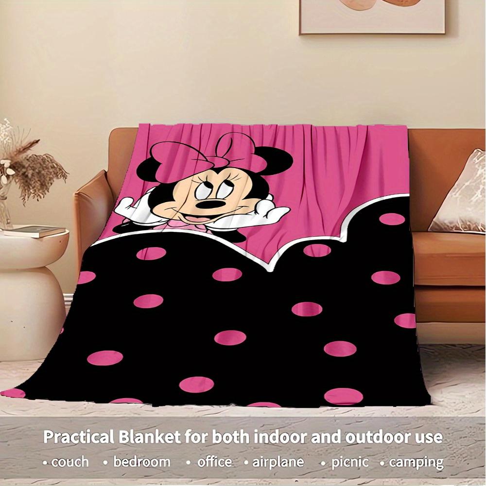 1pc Velvet Pink Polka Dot Minnie Mouse Bedding Throw Blanket Sofa Cover Gift Home Decoration 3D
