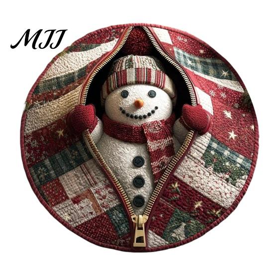 Tappeto Illusione Ottica Natale Tappeto Rotondo 3D, Area Babbo Natale 39 Tappetino per Riunioni Festive Polsterato-Come per Soggiorno Camera da Letto Decorazione Casa