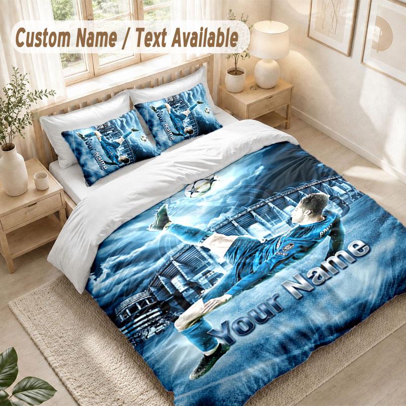 Custom Name Bedding Set 3 PiecesCristiano Ronaldo Print Duvet Cover + 2 Pillowcases Soft Bed Decor