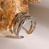 Youthway Double Lines Stainless Steel Irregular Geometric Open Ring Minimalism Metal Rust Proof Finger Jewelry New