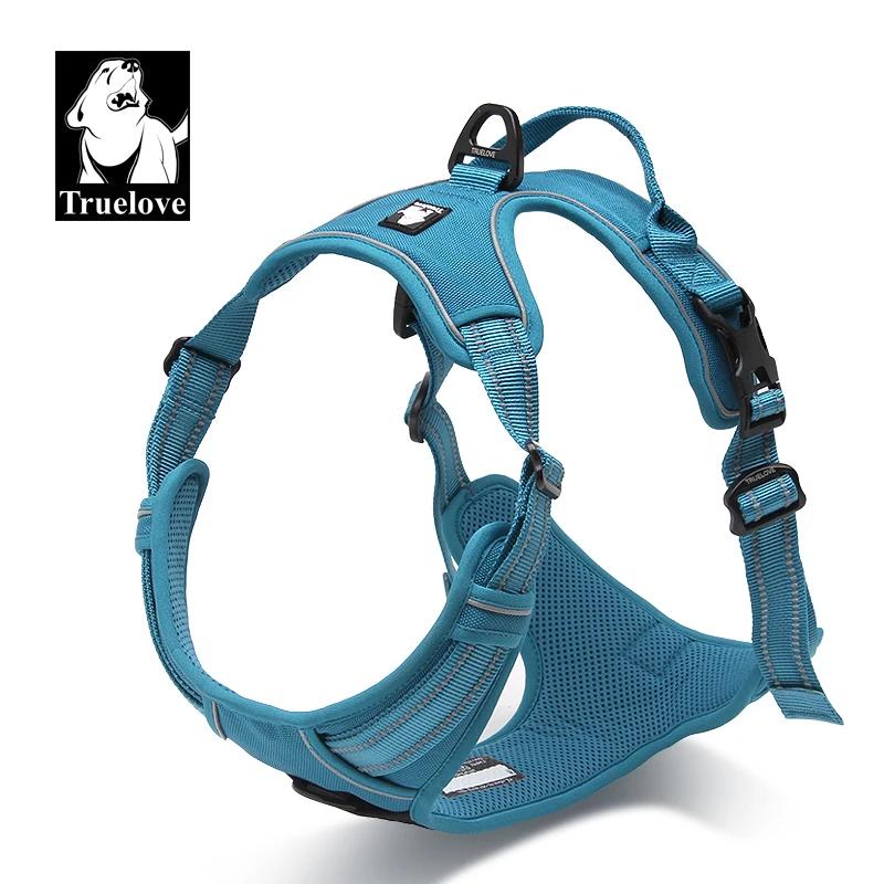 Truelove Pet Harness Reflective Nylon Large Pet Dog Harness All Weather Padded Adjustable Safety Vehicular Leads for Dog TLH5651