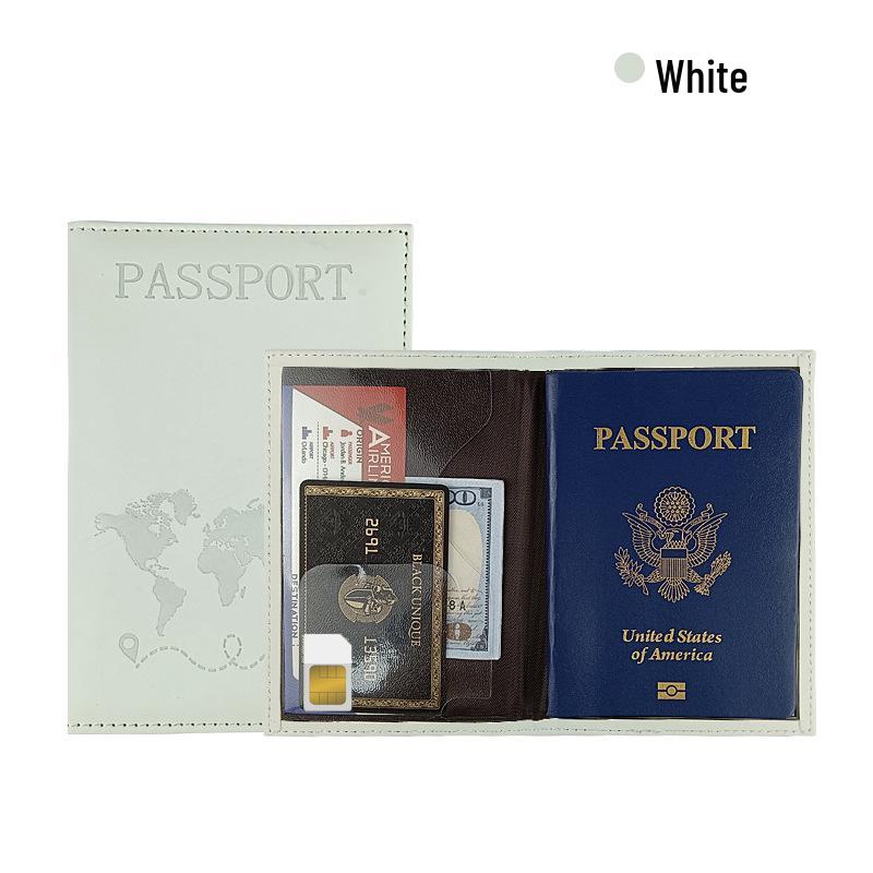 Multi-Color PU Leather Passport Holder with Map Design and Protective Stitching