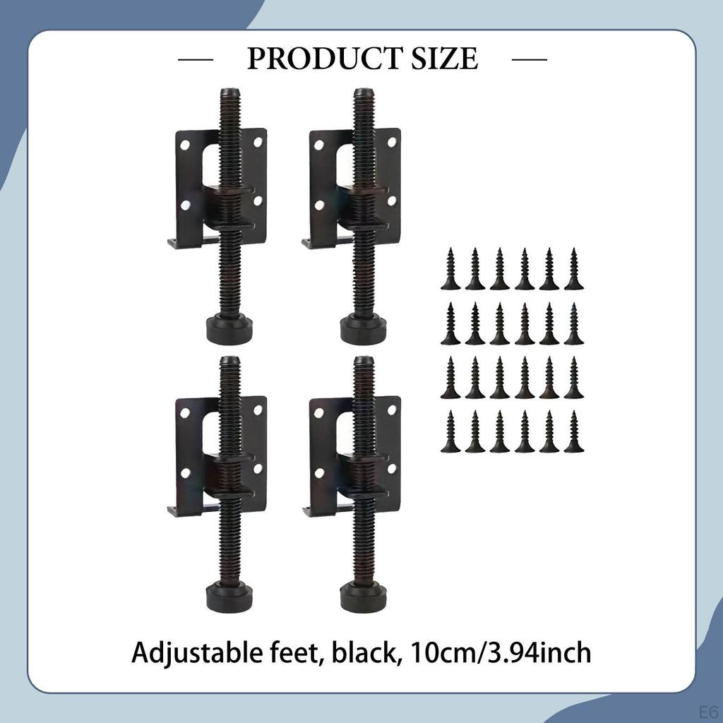 4 Furniture Leveling Feet with Screw, Heavy Duty, Multi-Purpose, Adjustable, for Sofa, Bed, Bench,
