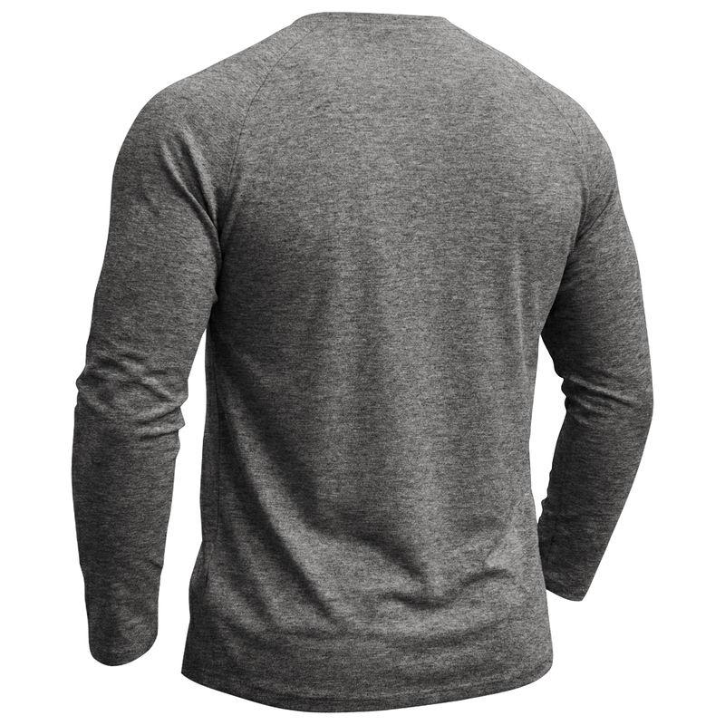 Mens Classic Style Henley Pullover Tops Raglan Long Sleeve Solid Color Daily Casual Wear Crew Neck Basic T Shirts