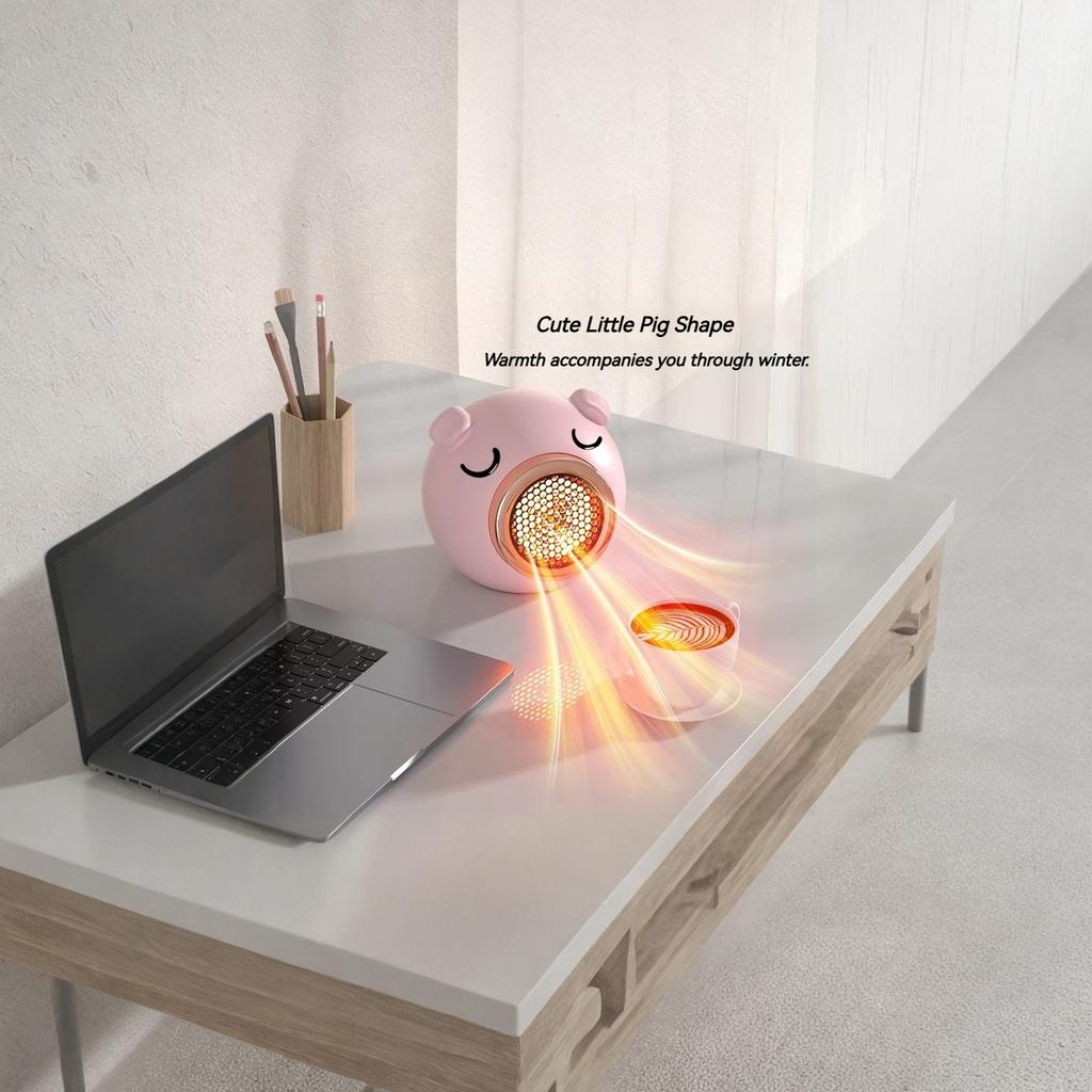 Cute Pig Desktop Heater Winter Portable Warm Fan for Home Dormitory
