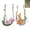 Resin Animal Swing Ornaments For Garden Outdoor Decoration With 45cm Hanging Rope