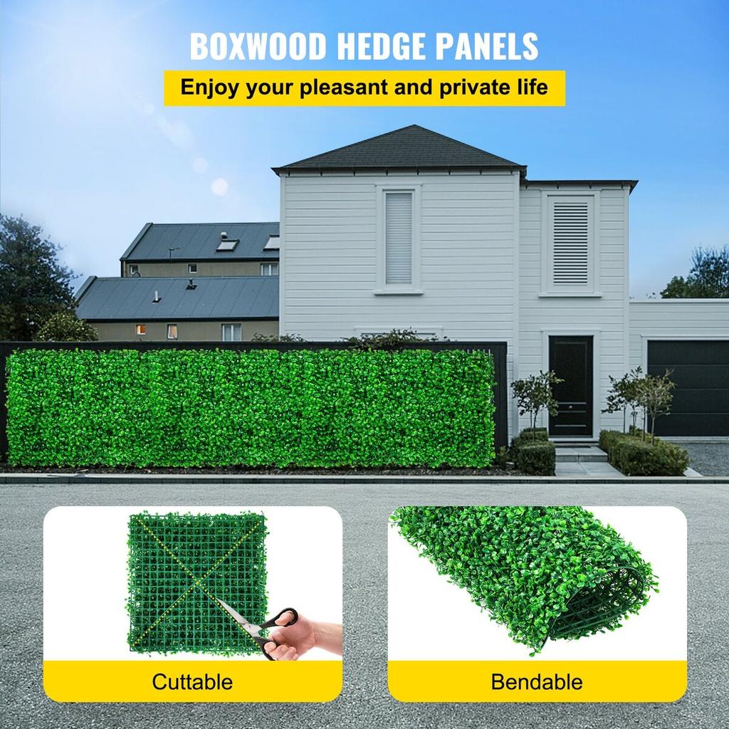 Artificial Boxwood Panel UV 6pcs Boxwood Hedge Wall Panels, Artificial Grass Backdrop Wall 20" X 20" 4 cm Green Grass Wall, Fake Hedge for Decor