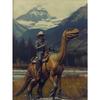 Vintage Dinosaur Cowboy Poster Western Jurassic Dinosaurs Canvas Painting Funny Wall Art for Living Room Home Decor Gift Mural