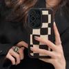 Vertical Leather Shell Chessboard Printed Patterned Shockproof Soft Silicone Case with Camera Lens Full Protection for iPhone Samsung