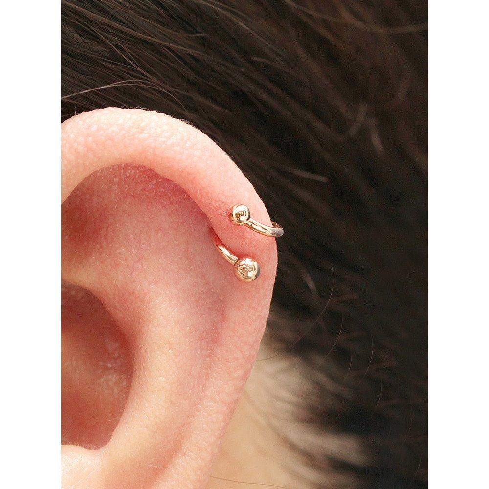 14K earlobe twist ball piercing 1.2mm thickness