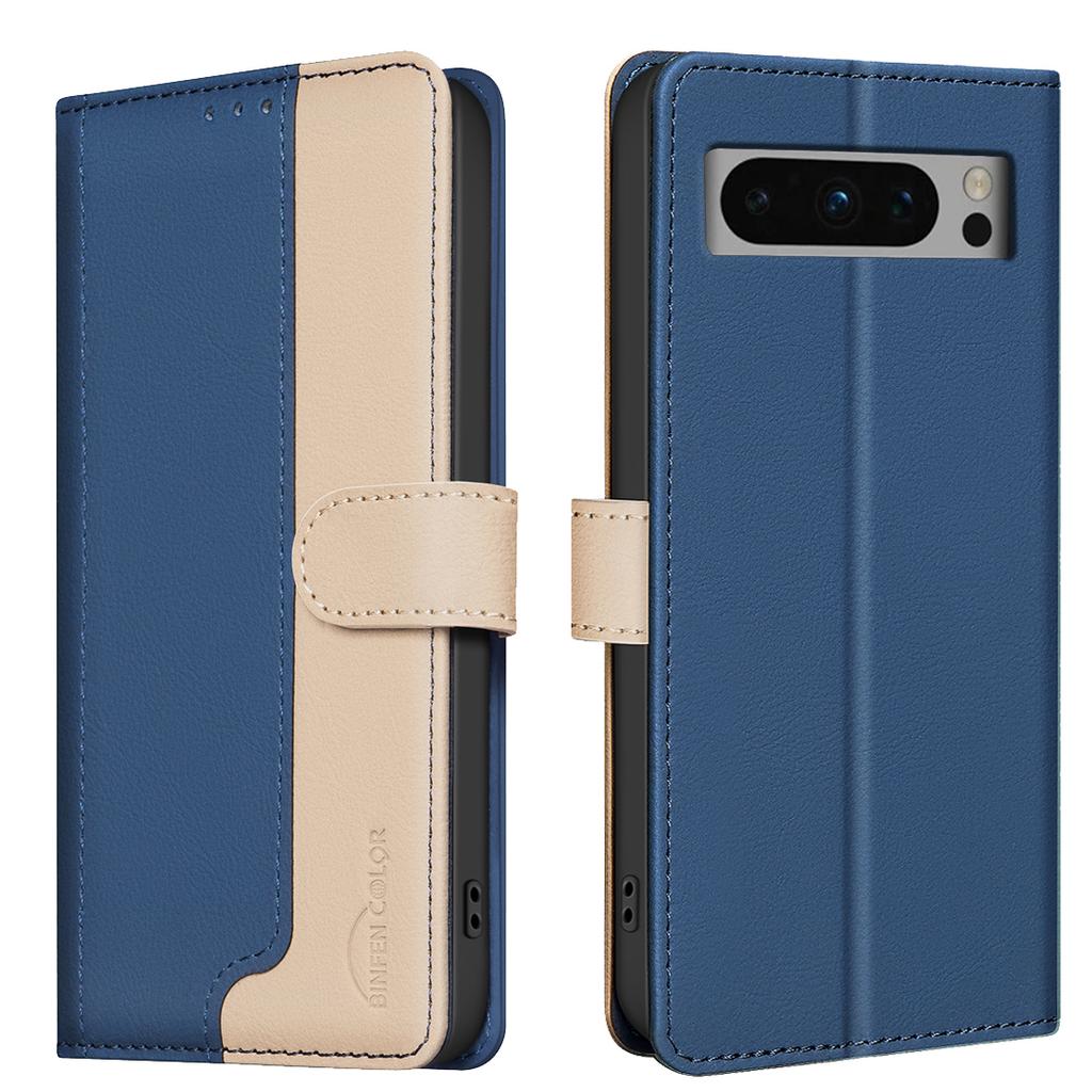 Two Color Patchwork Style Splicing Design PU Leather Flip Stand Wallet Phone Bag Case for Google Pixel 8,Pixel 8a,Pixel 8 Pro,Pixel 9,Pixel 9 Pro