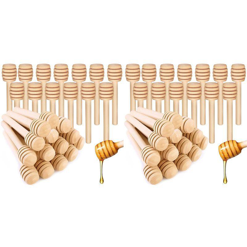 80Pcs Honey Dipper Sticks -3.15Inch Mini Wooden Honeycomb Sticks, Honey Stirrer Stick For Honey Jar Dispense Honey
