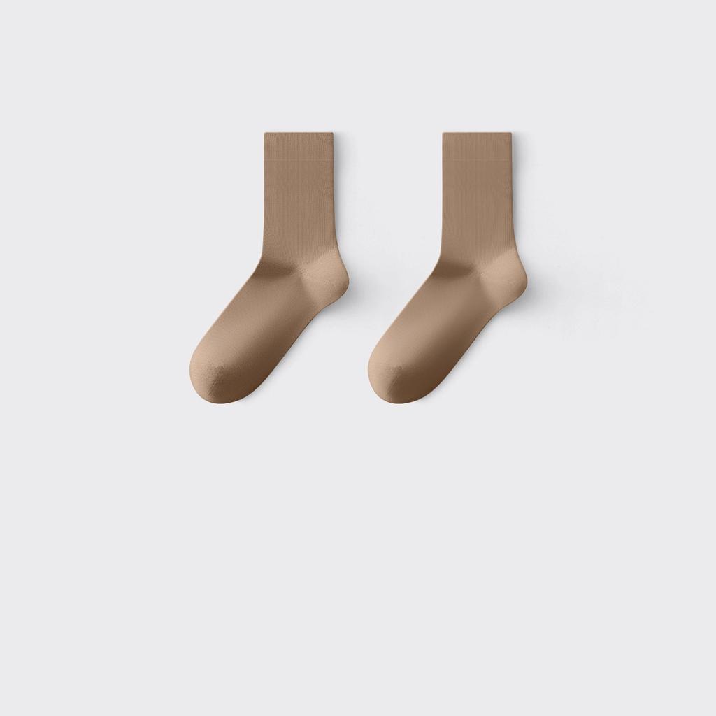 5/10 Pairs Women's Seamless Solid-Color Cotton Mid-Calf Socks