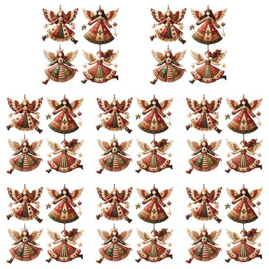 Tre Engel Julepynt Rustikk Gårdshus Engeldekorasjoner Juletre Hengepynt for Ferie Hjemmedekor