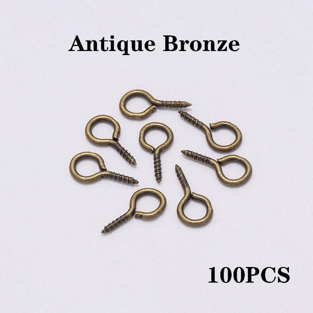 100-200Pcs Tiny Mini Eye Pins Screw Clasps Gold Connector Pendants Threaded Hooks For DIY Jewelry Making Findings Accessoies