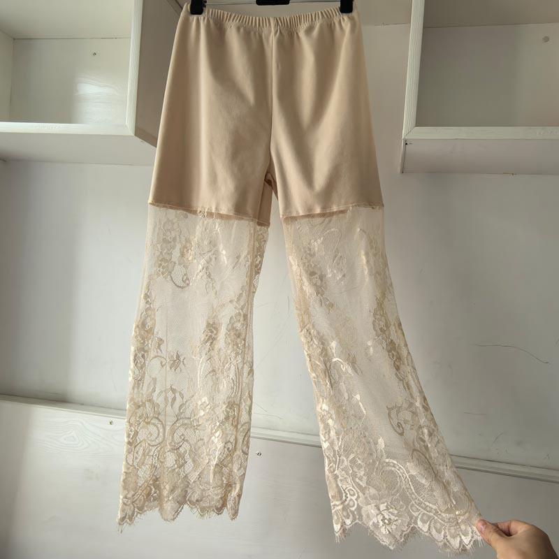 Women's Winter Velvet Lace Qipao Hanfu Pants: Breathable, Anti-Exposure Base Layer Pajamas